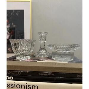 Three Vintage Glass Candle Holders Libbey Glass Company & Indiana Glass Company